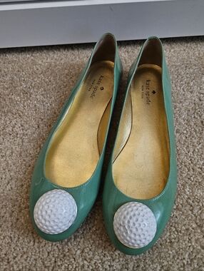 Kate Spade New York Green Ballet Flats with White Golf Ball Accent Size 9 M